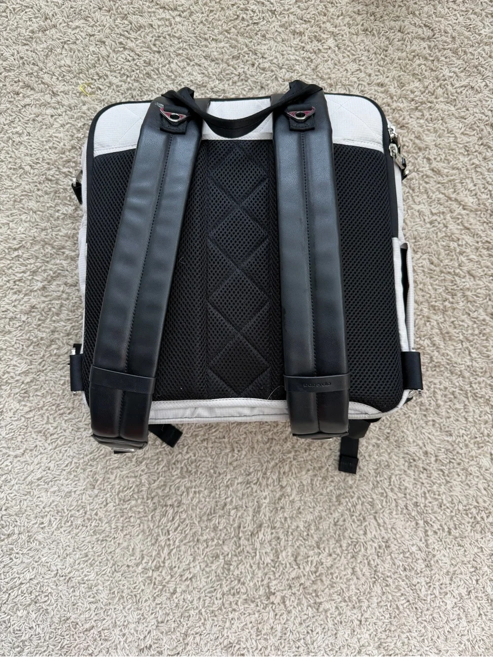 Grey and black leather Paperclip diaper backpack